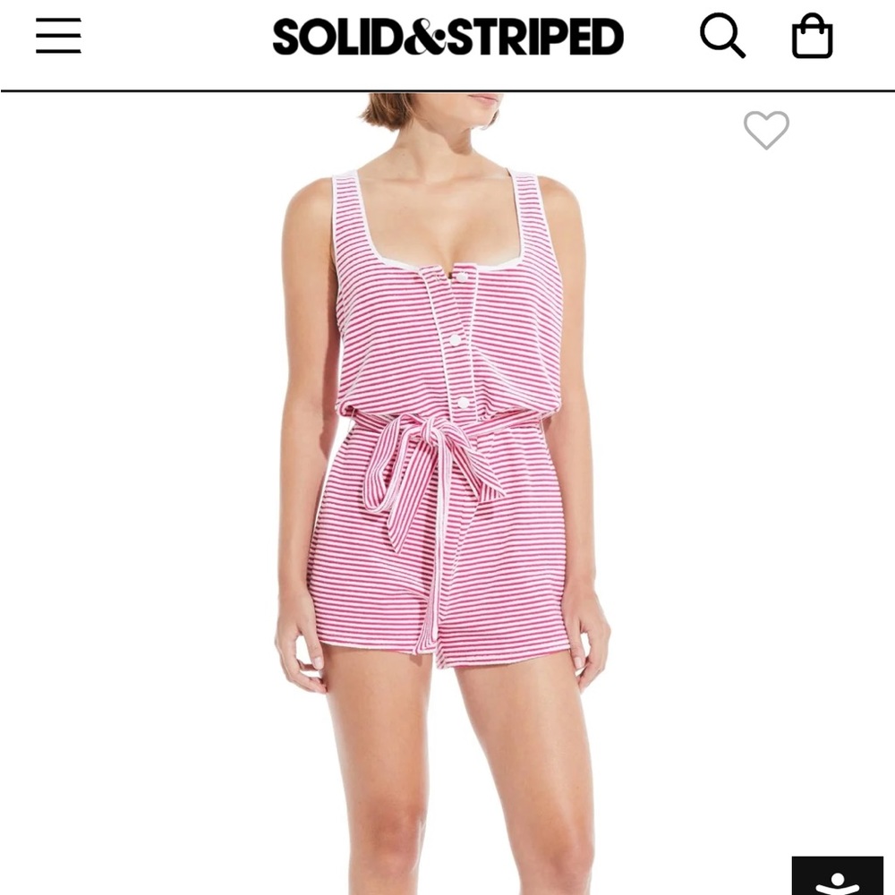 Solid and Striped Poppy Romper Small